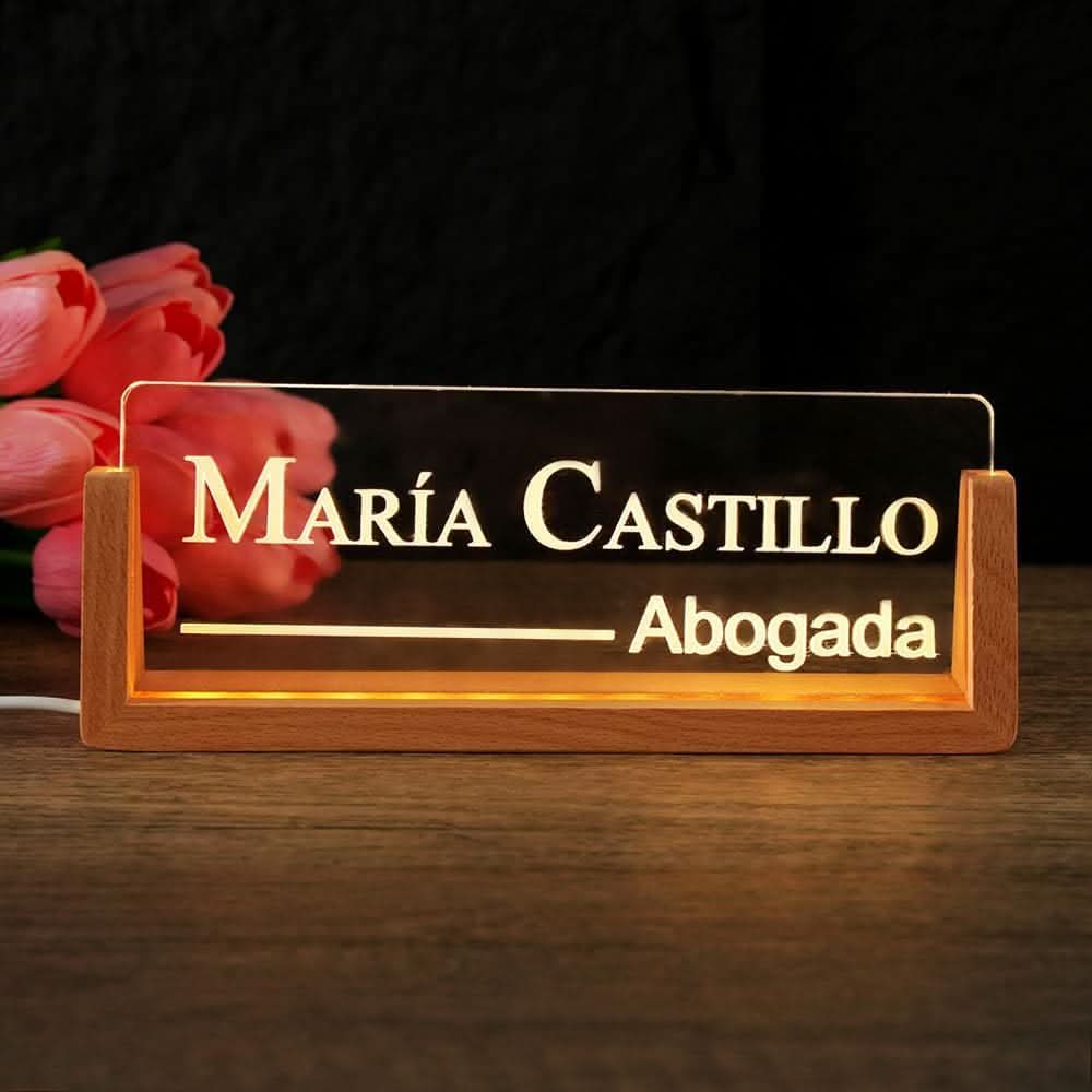 Custom Lighted Desk Name Plate – Personalized Office Gift