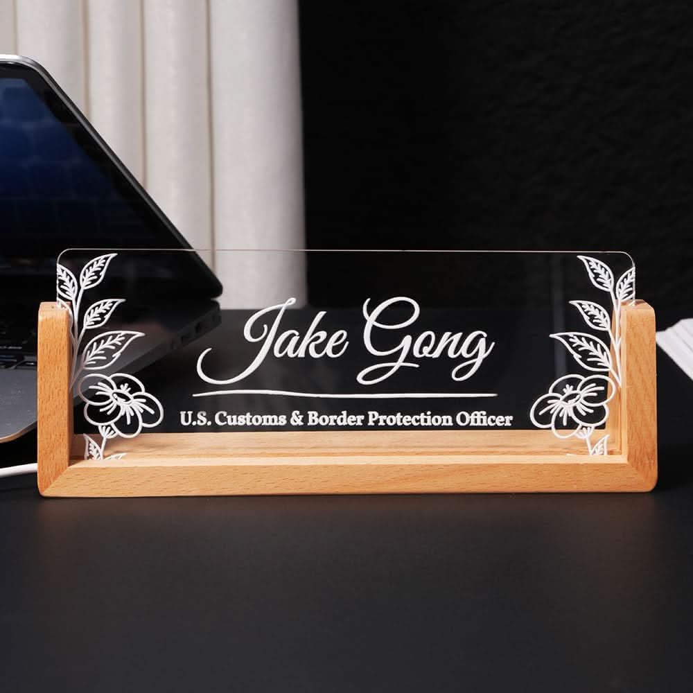 Custom Lighted Desk Name Plate – Personalized Office Gift