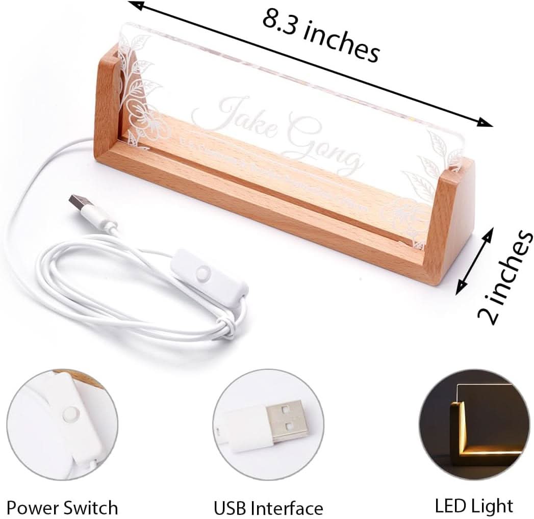 Custom Lighted Desk Name Plate – Personalized Office Gift