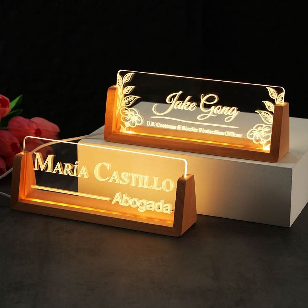 Custom Lighted Desk Name Plate – Personalized Office Gift