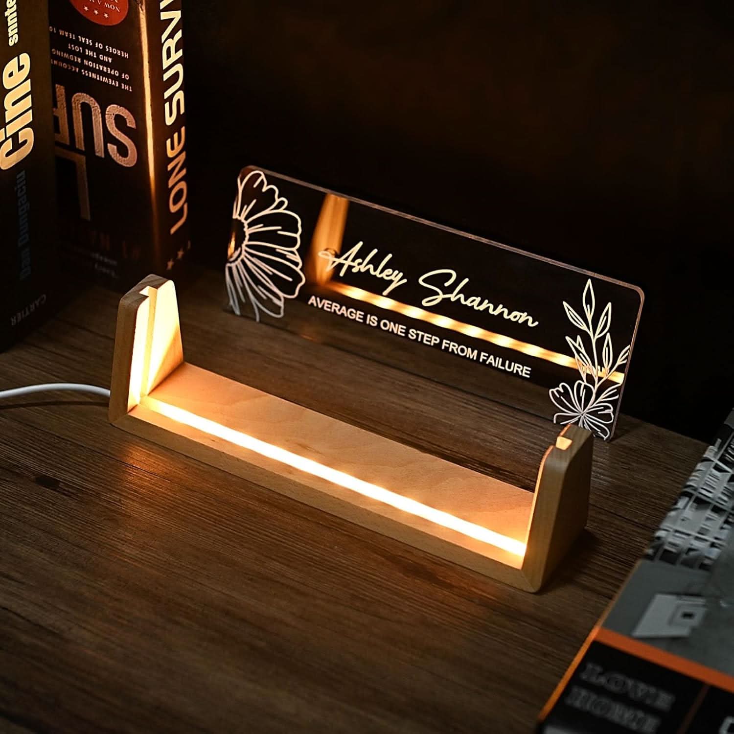 Custom Lighted Desk Name Plate – Personalized Office Gift