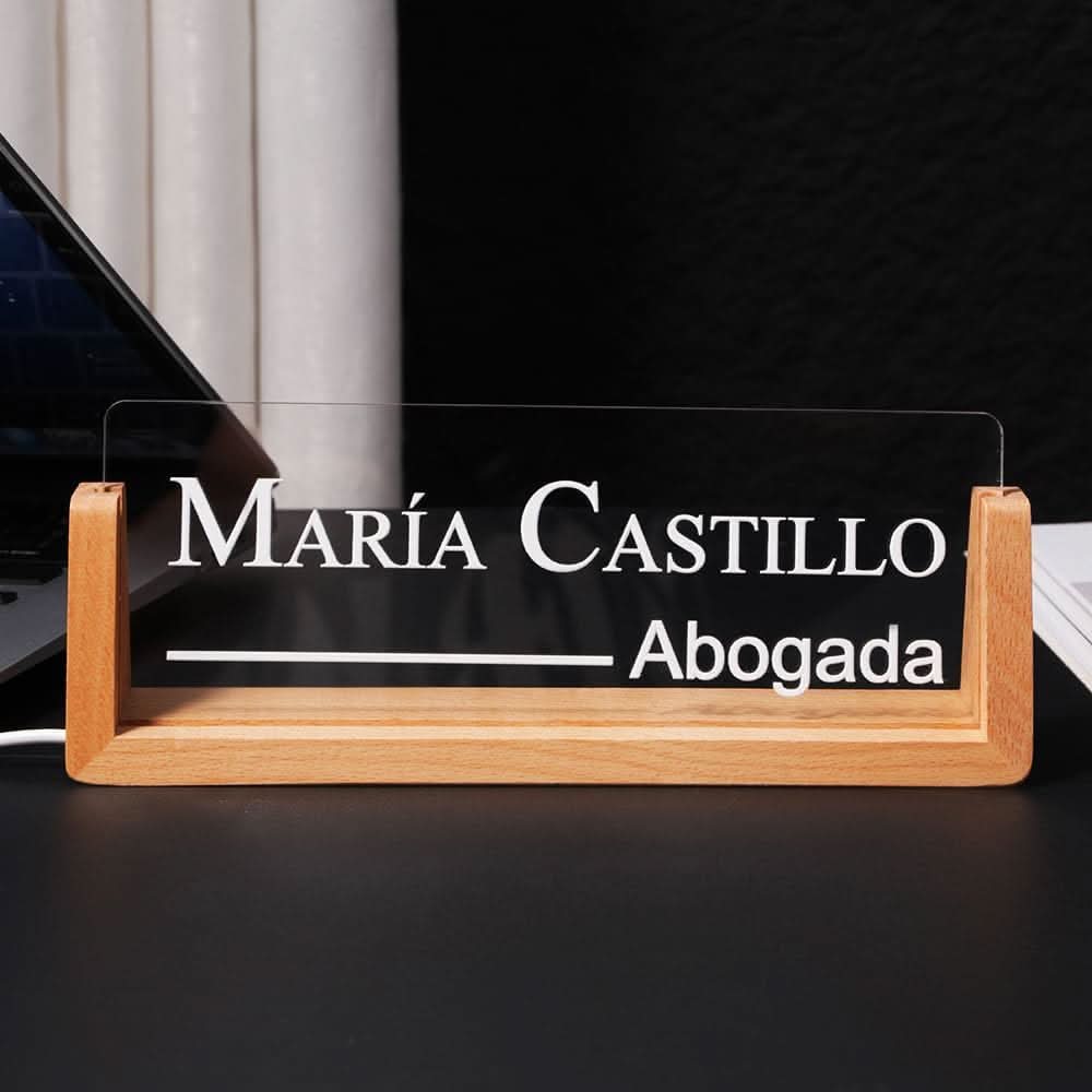 Custom Lighted Desk Name Plate – Personalized Office Gift
