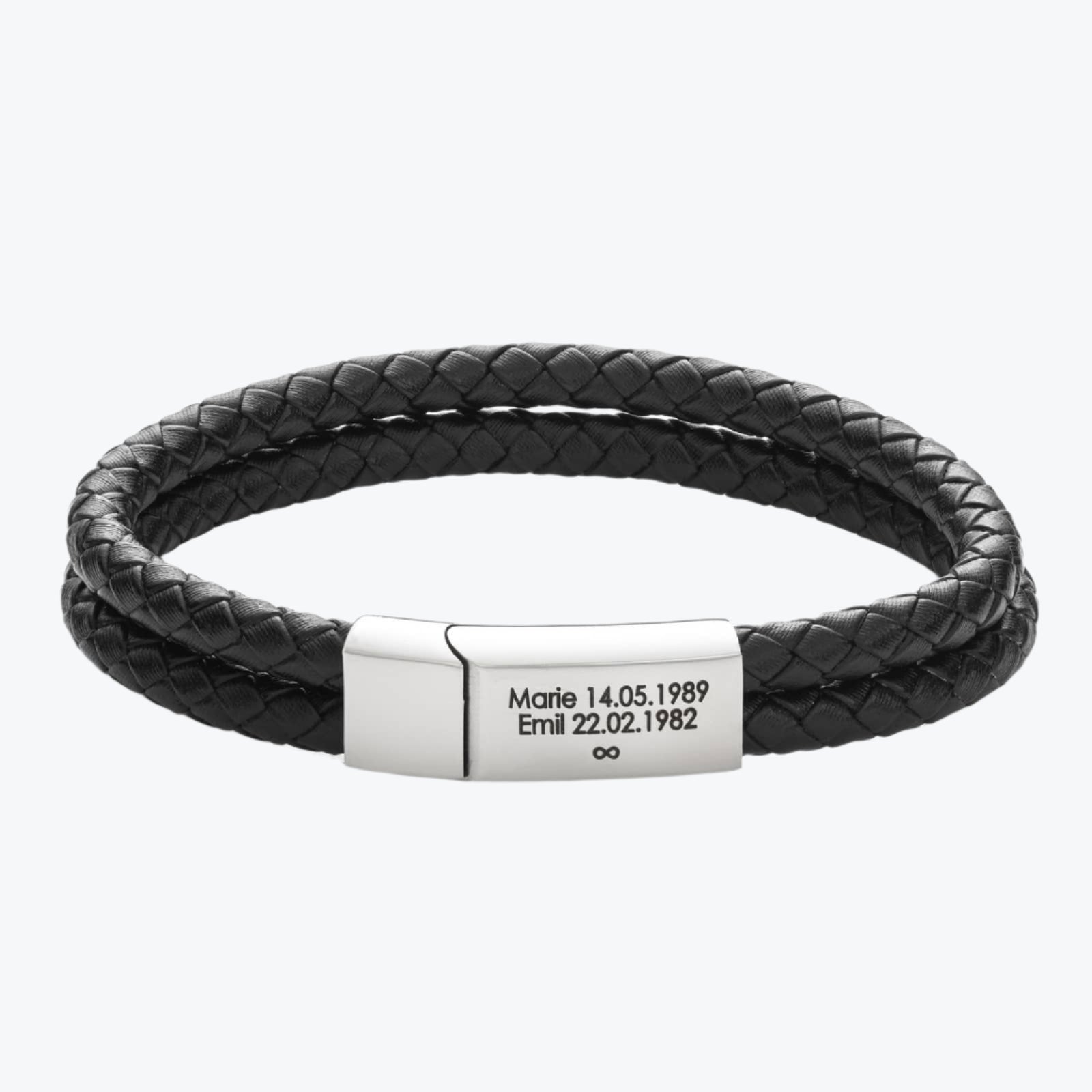 JewelryWe Personalisiertes Lederarmband - Gravur Armband Mit Magnetverschluss