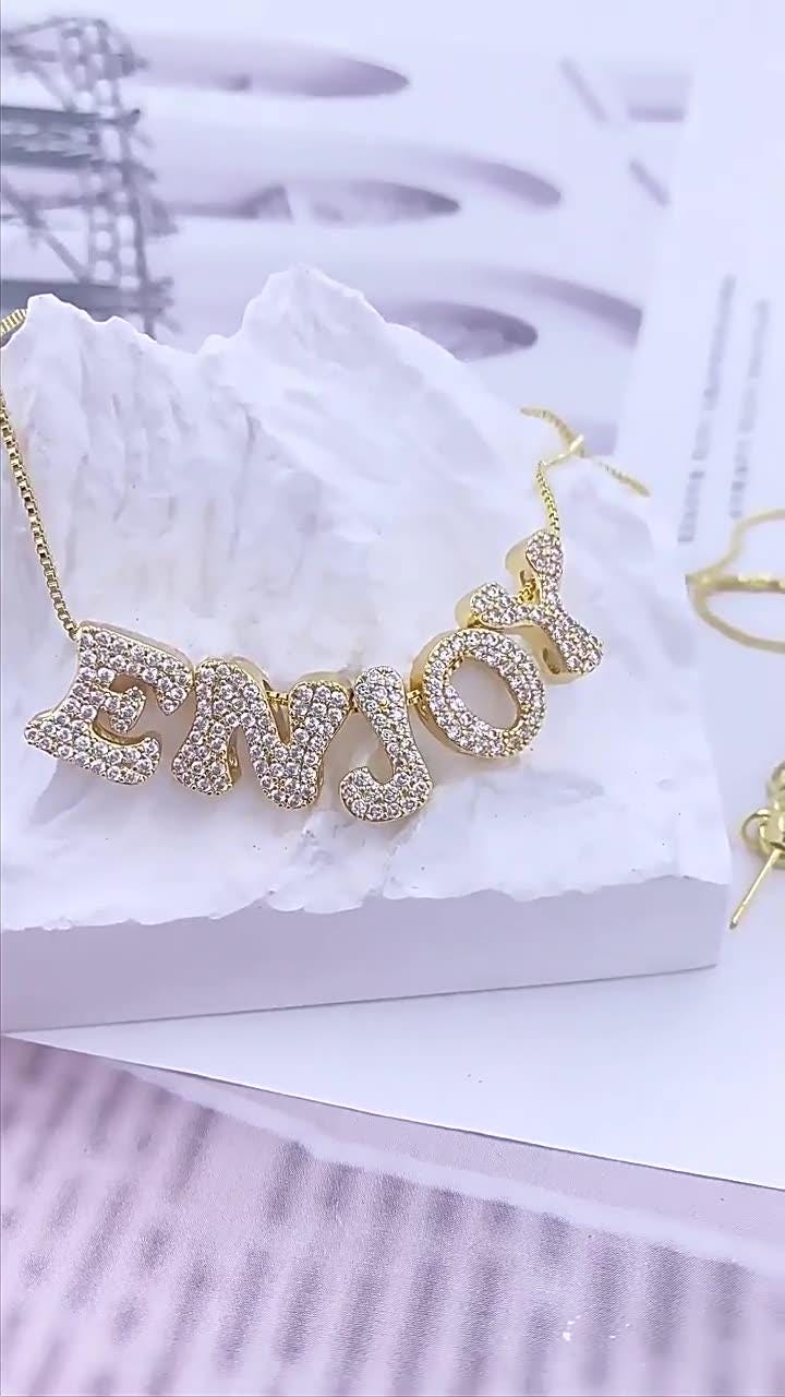 Custom 18K Gold Plated Letter Bracelet: Sparkling Zircon Name Pendant